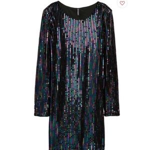 Black sequin dress.